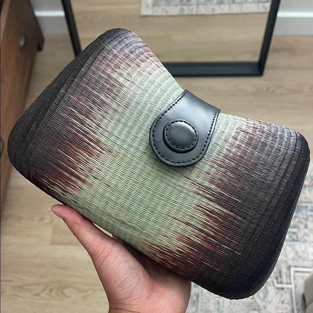 Gradient Woven Clutch with Button Closure